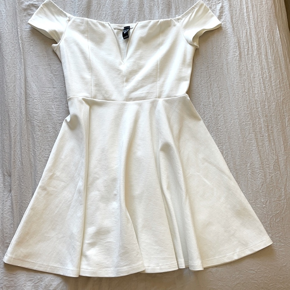 White, off-the-shoulder dress!